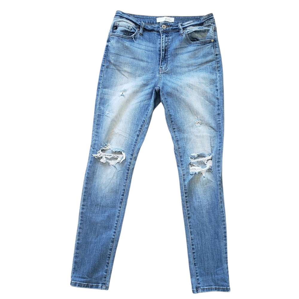 KanCan Blue Skinny Jeans with Distressed Details